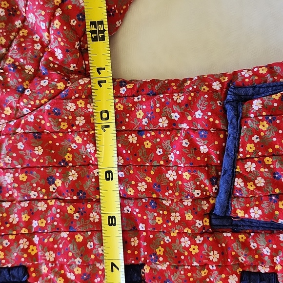 Vintage Girls Tang Suit Quilted Red Floral Jacket Toggle Closure Mandarin Collar - Picture 8 of 9